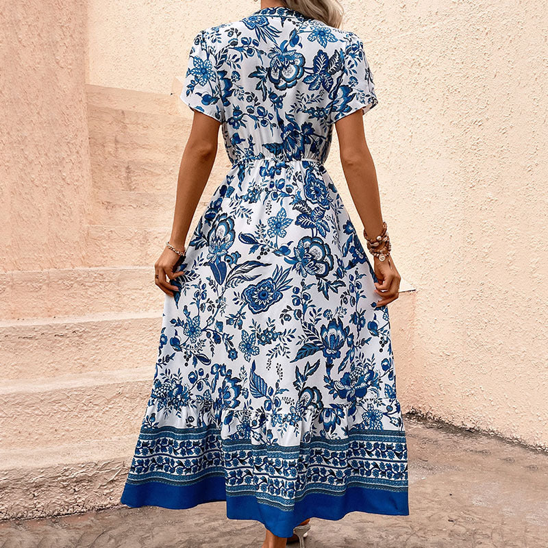 Glowwom Floral Short Sleeve Maxi Dress