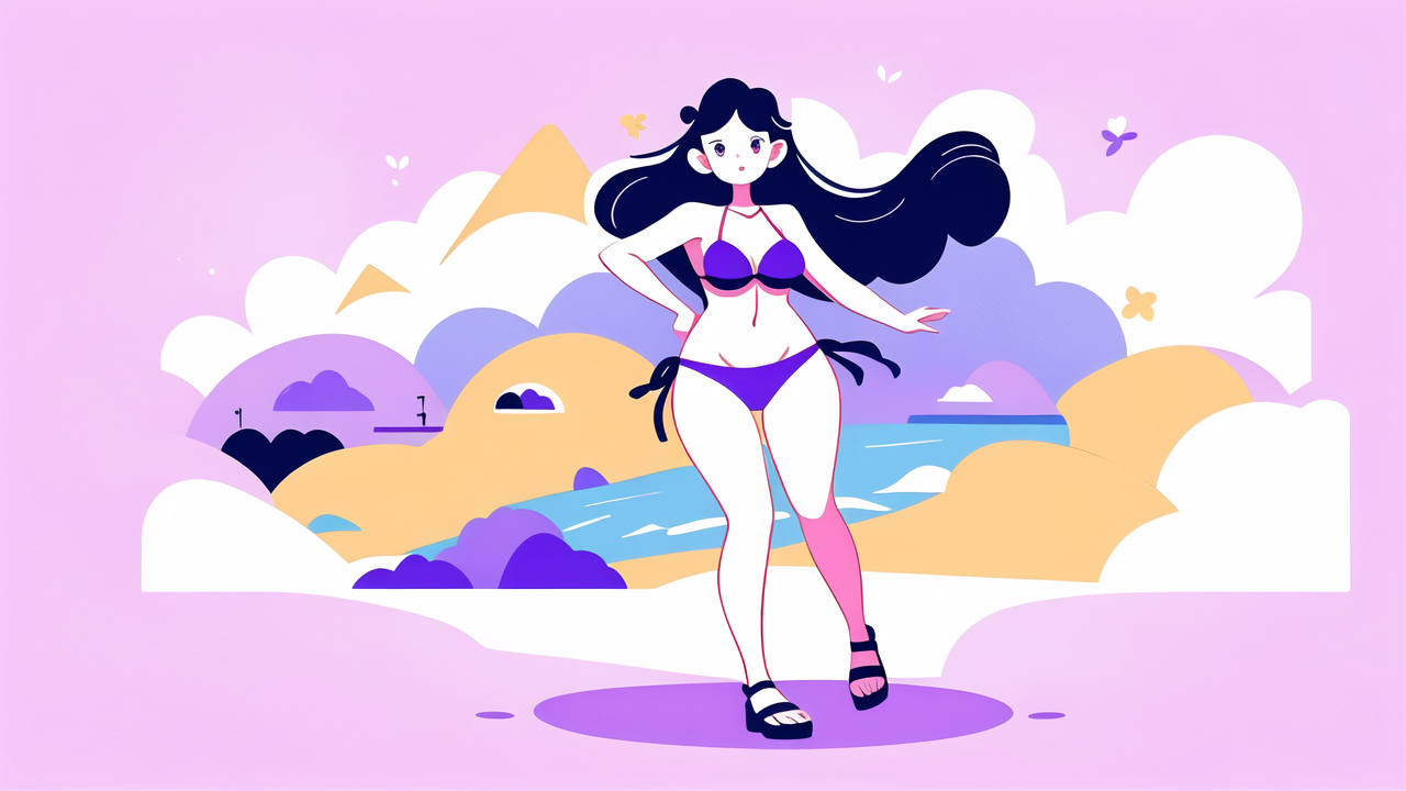 Purple flower bikini