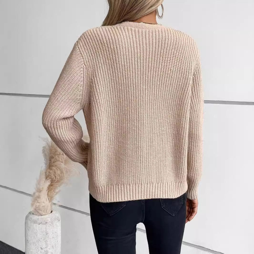 Stone cable knit detail cardigan in various colors including green, black, brown, and cream