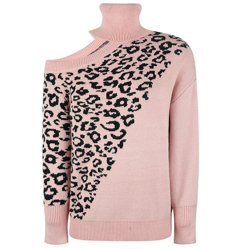 Leopard print turtleneck sweater in various styles including wool, vest, striped, tunic, crop, chunky, cropped, orange, and under sweater designs