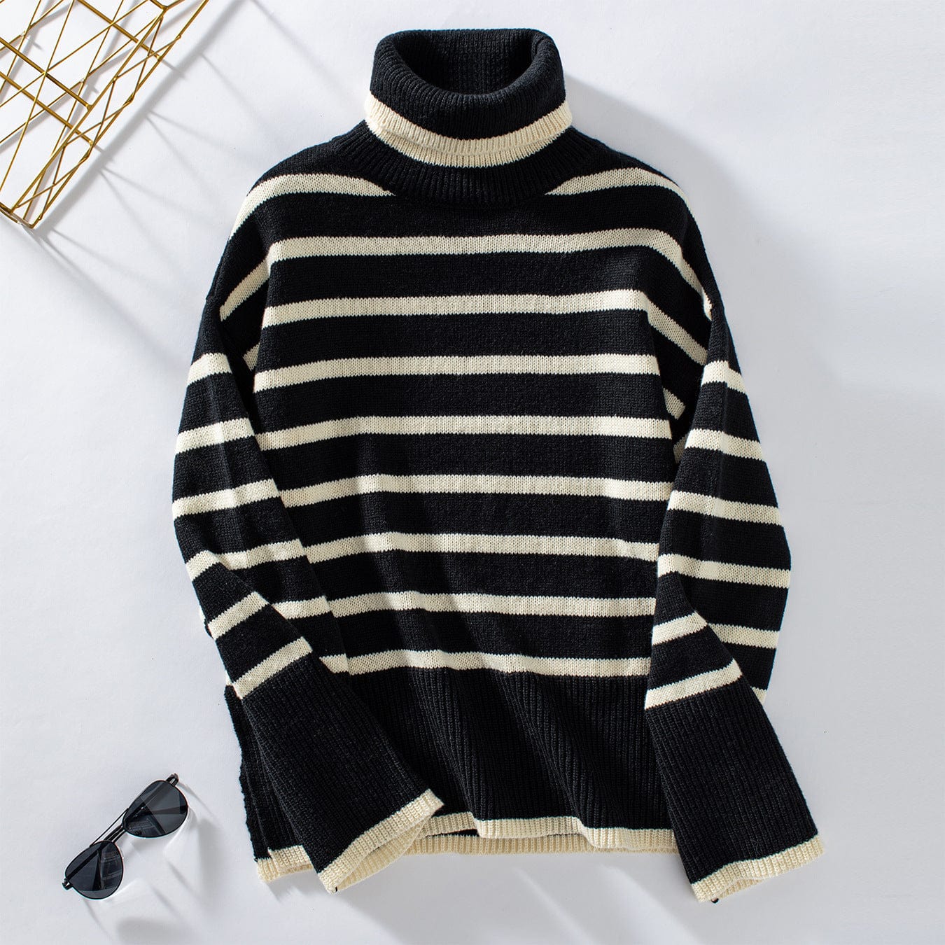 Striped turtleneck sweater