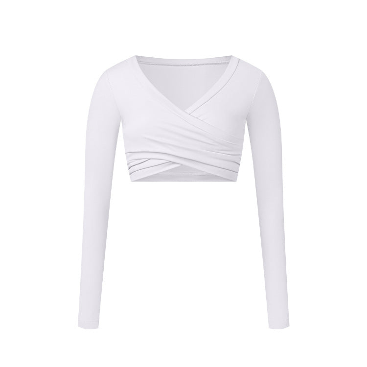 Glowwom Long Sleeve Cropped Sport V-Neck Top