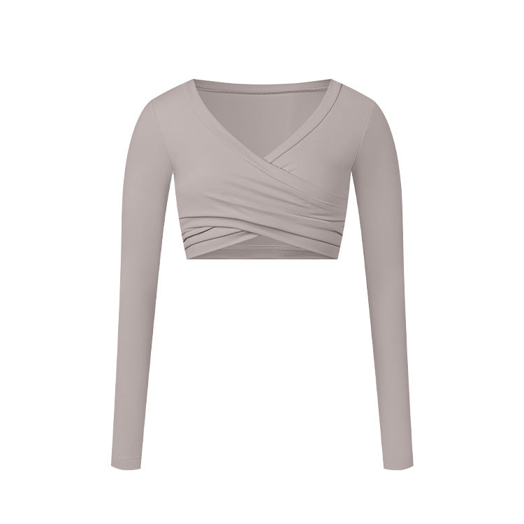 Glowwom Long Sleeve Cropped Sport V-Neck Top