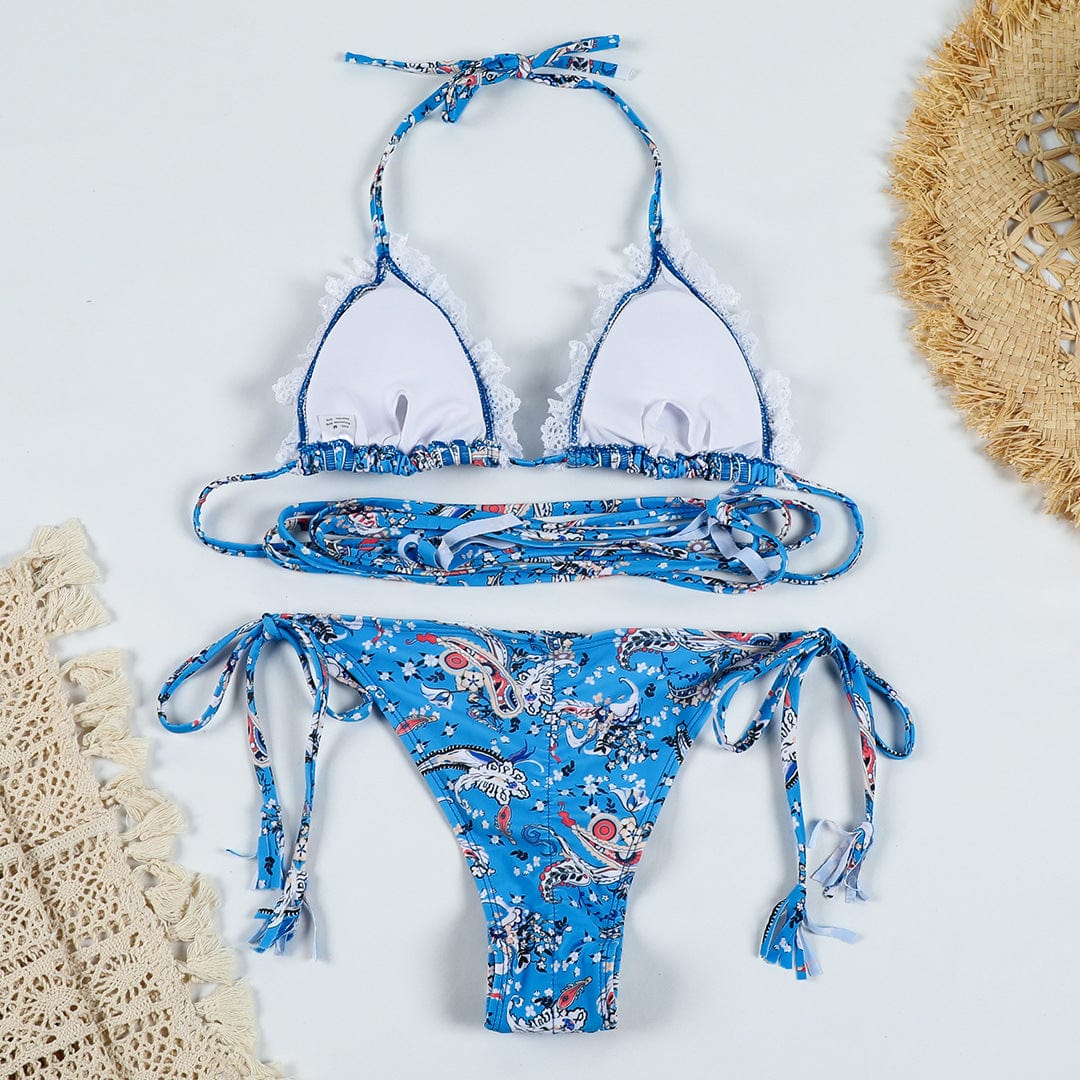 Printed Lace Thong Beachwear Bikini