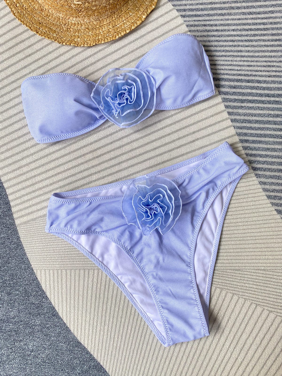 Retro floral corsage bandeau bikini