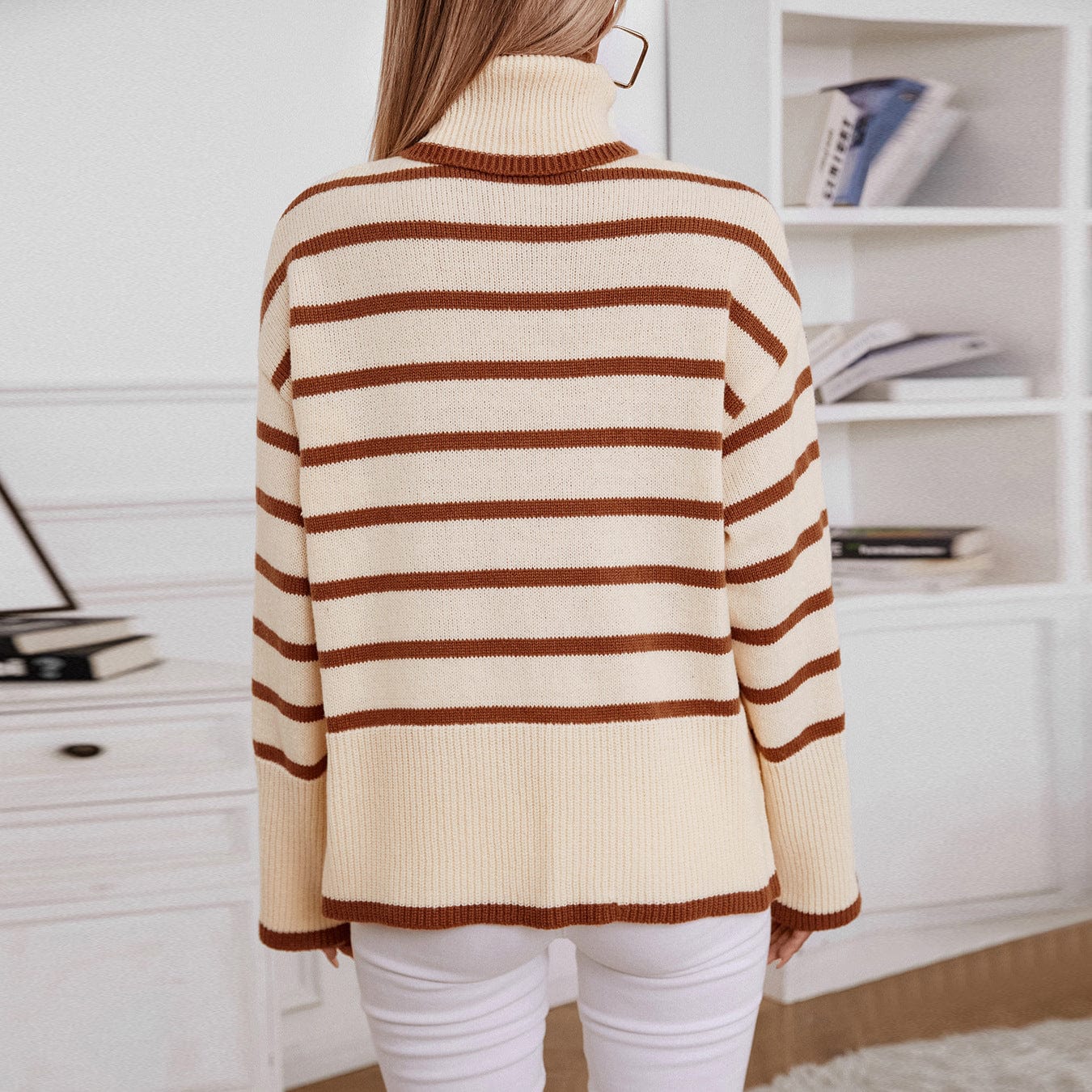 Striped turtleneck sweater