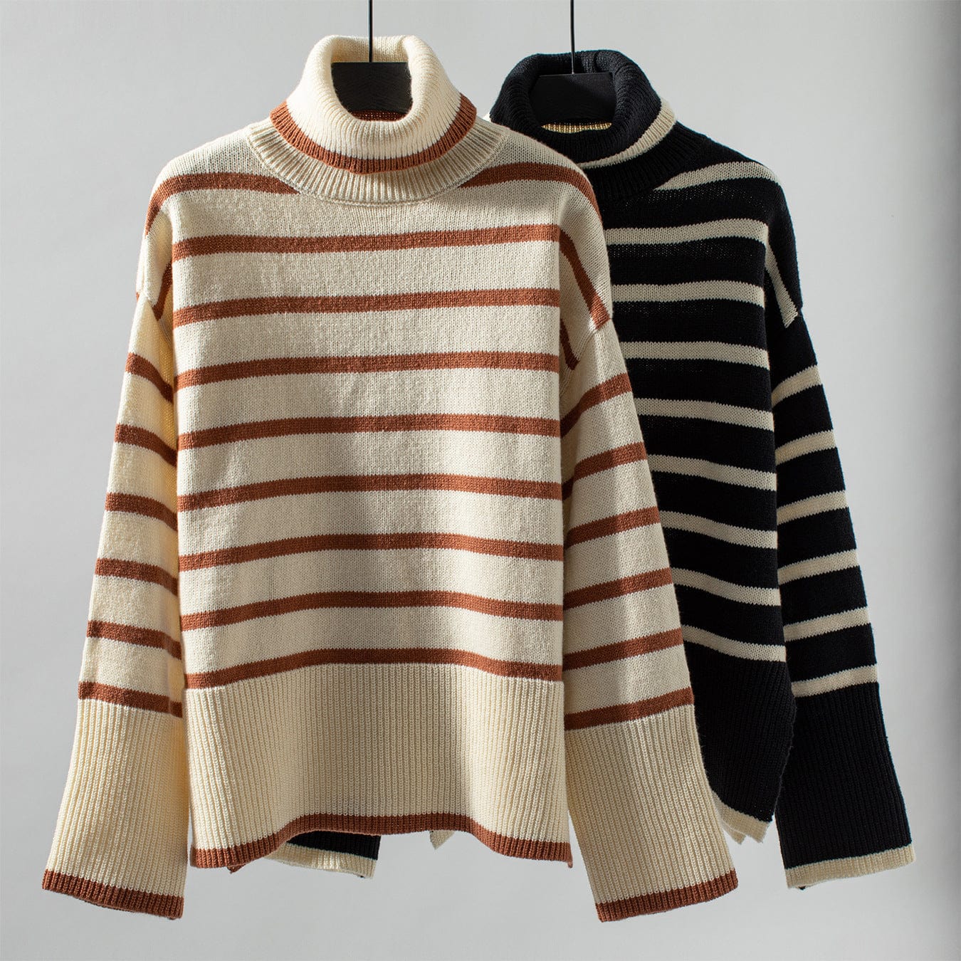 Striped turtleneck sweater