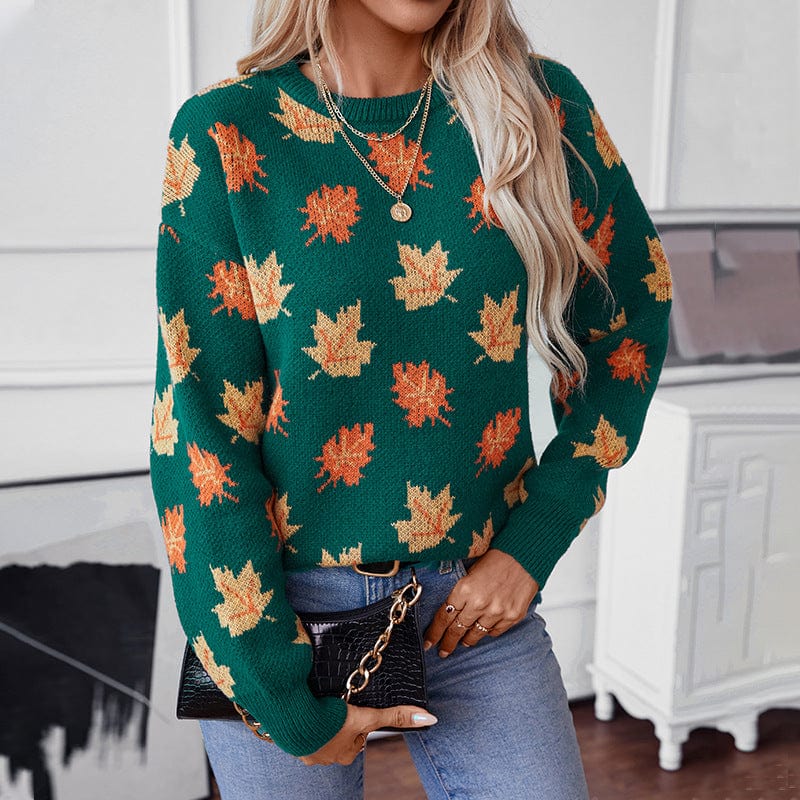 Glowwom Maple Leaf Knit Sweater