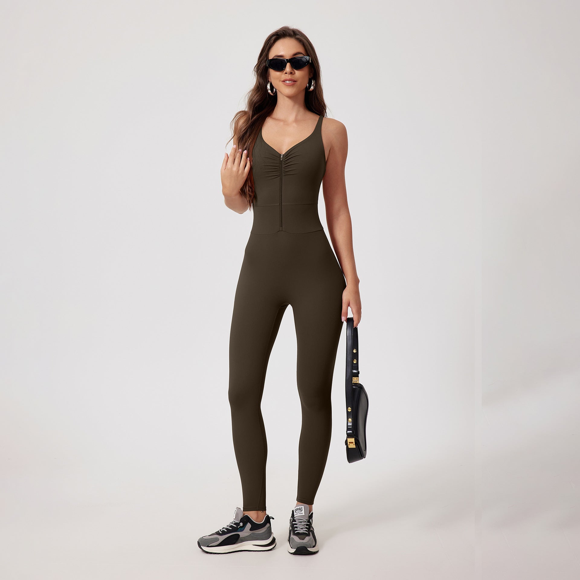 Glowwom Zip-Up Sleeveless Sport Jumpsuit