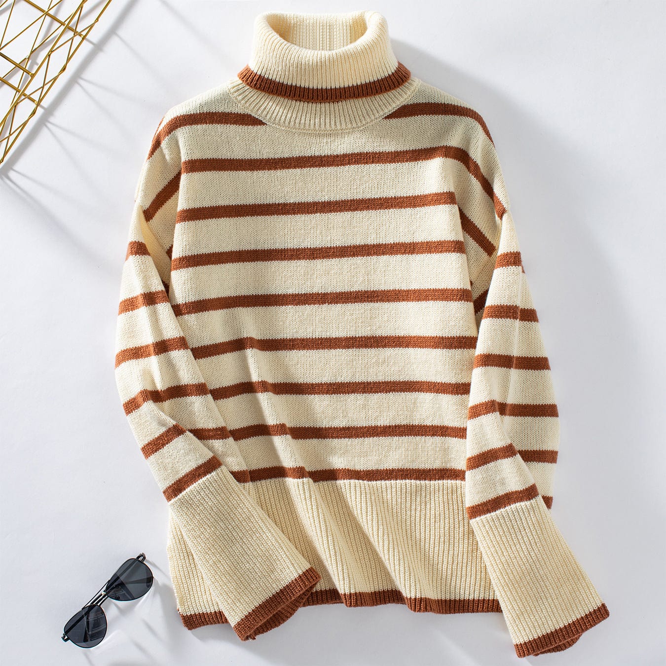 Striped turtleneck sweater