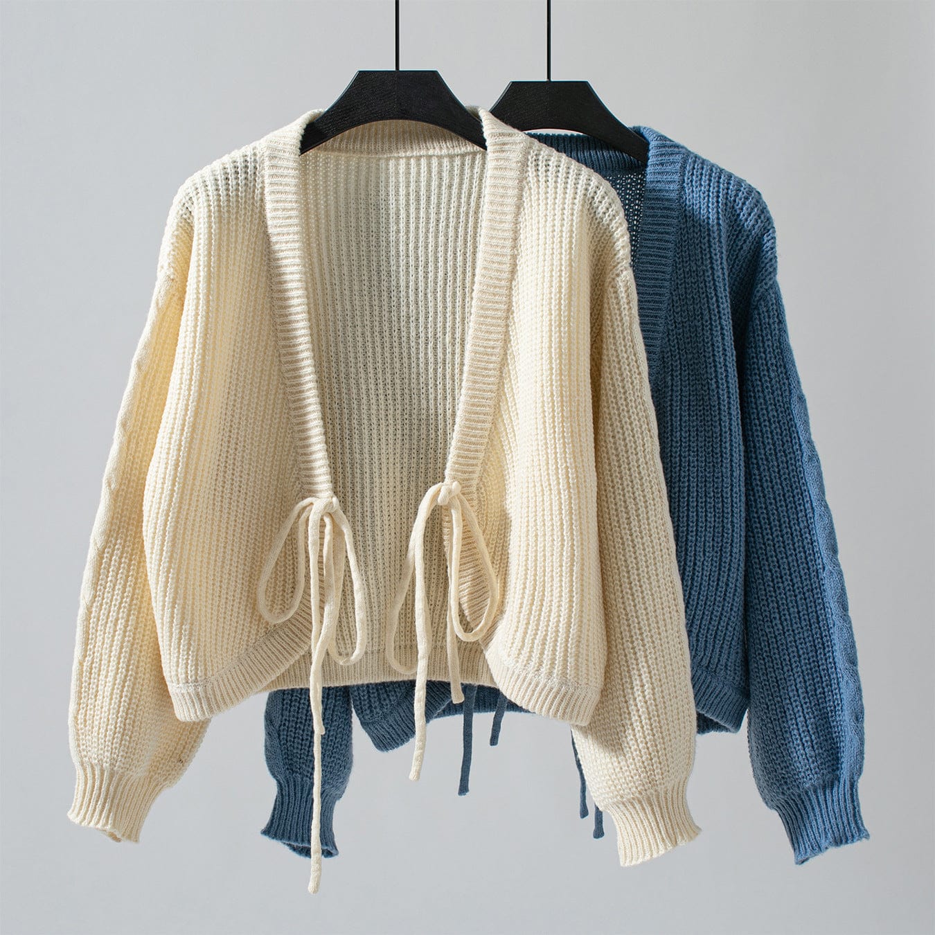 V-Neck Tie Cardigan Sweater