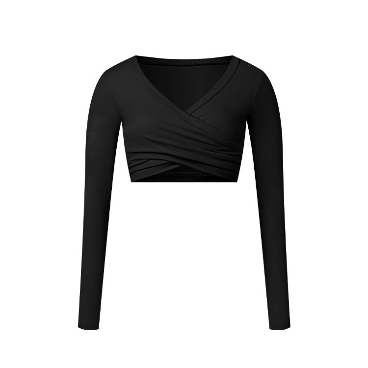 Glowwom Long Sleeve Cropped Sport V-Neck Top