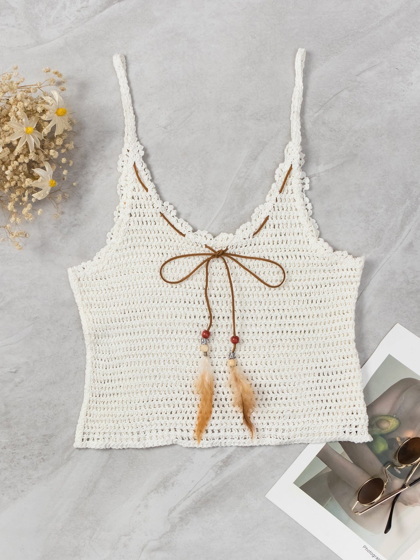 Sexy knitted camisole hollow vest