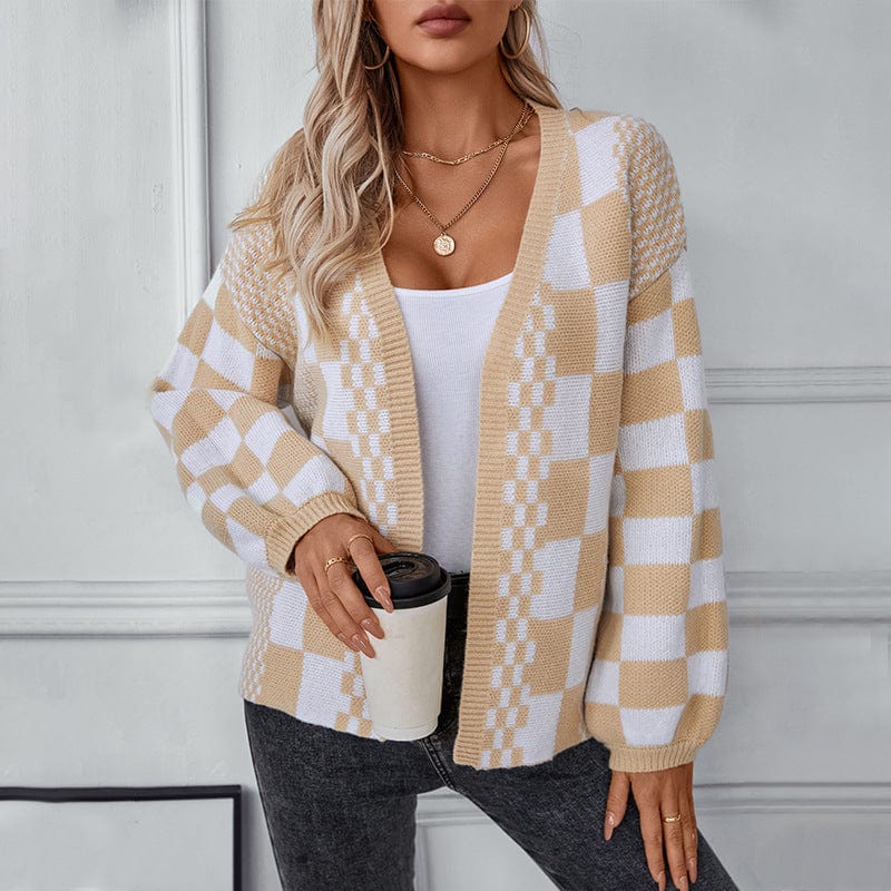 Glowwom relaxed loose lantern sleeve gray knit cardigan